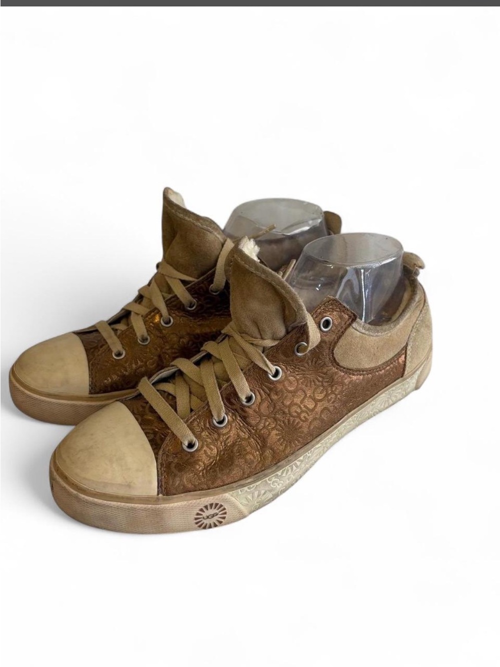 UGG Australia Bronze Metallic Floral Embossed Shearling Lined Sneakers